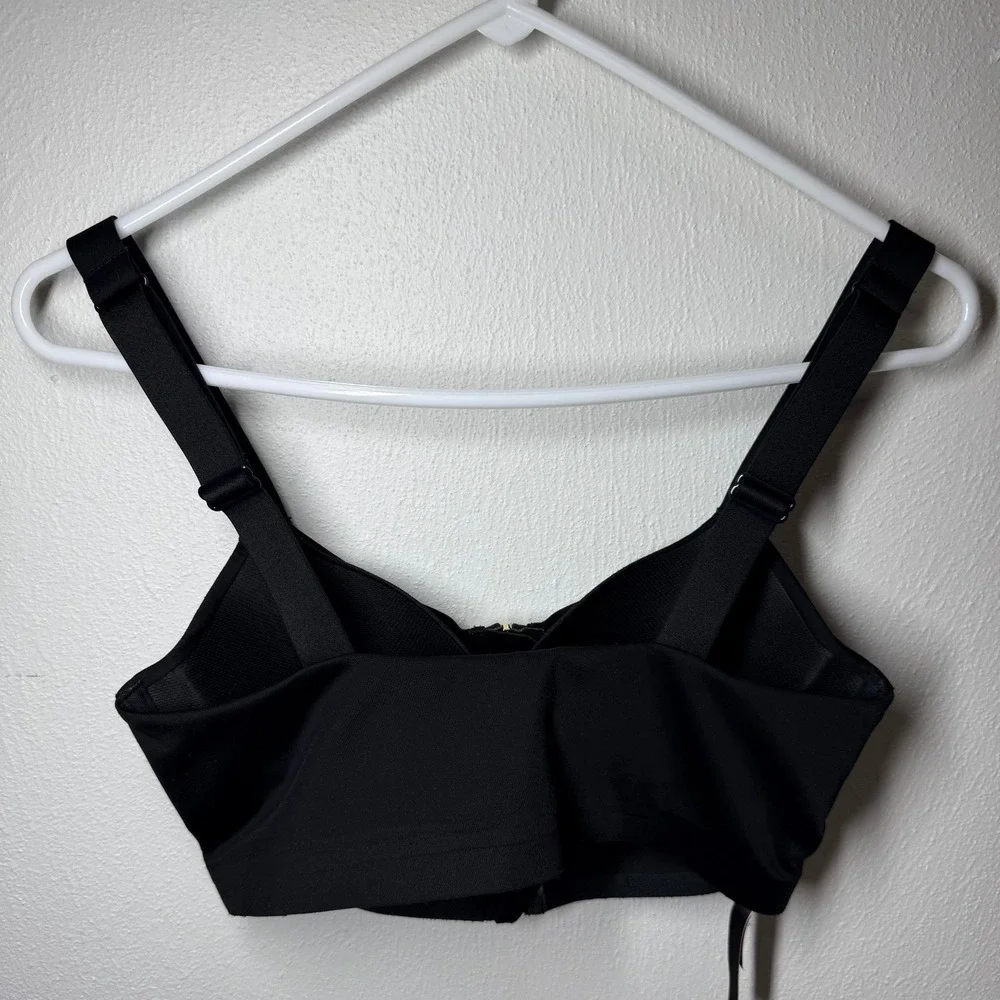 Victorias Secret Front Close Sport Bra Black Gold Zip Adjustable Straps 32C‎